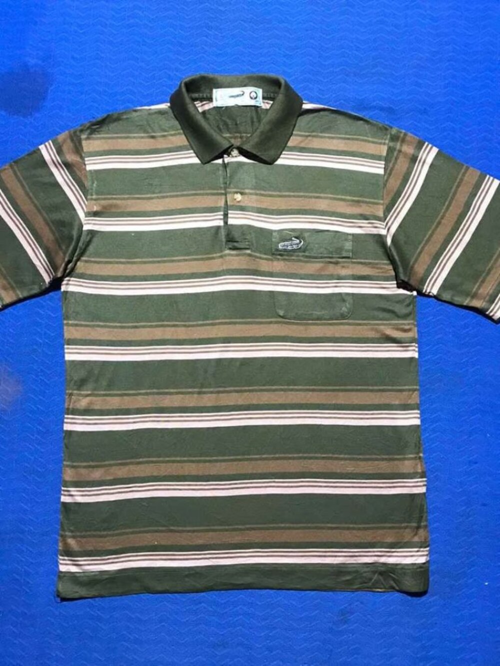 Unisex Green Striped Polo Shirt